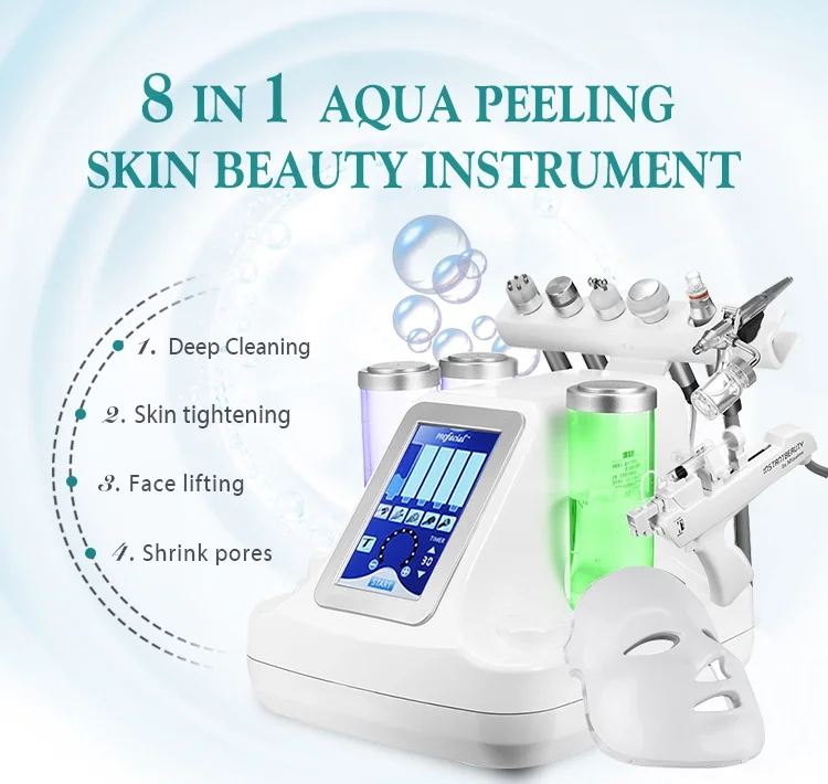 

8 in1 small bubble oxygen hydra facial aqual peel hydro demerbrasion machine skin whitening anti-aging beauty skin care tools