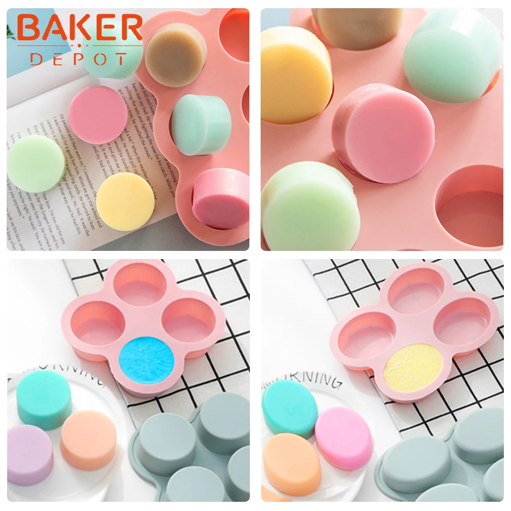 BAKER DEPOT, круглая силиконовая форма для торта, кондитерских изделий, сделай сам, мыло ручной работы, инструмент из смолы, 4 полости, инструмент для украшения торта, форма для хлеба, пудинга