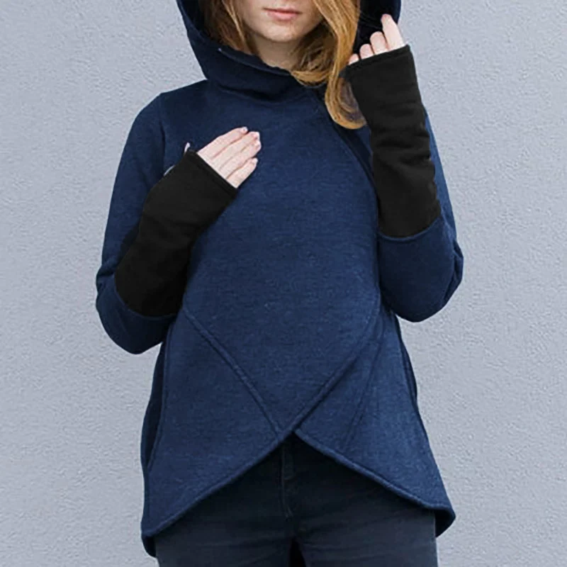 Navy ZANZEA/женские толстовки с капюшоном; толстовки; коллекция года; сезон осень-зима; худи на молнии с длинными рукавами; Повседневная Верхняя одежда; пальто; толстовка - Цвет: Navy