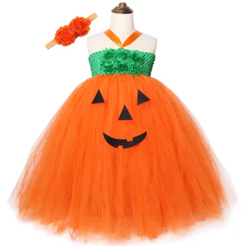 

Pumpkin Halloween costume party dress handmade high quality girls tulle Ballet Child Ceremonies Dress