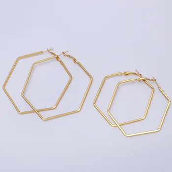 

Size 50mm 60mm 2020 New Big Circle Round Hoop Earrings for Women's Fashion Statement Golden Punk Charm Earrings Party Jewelry