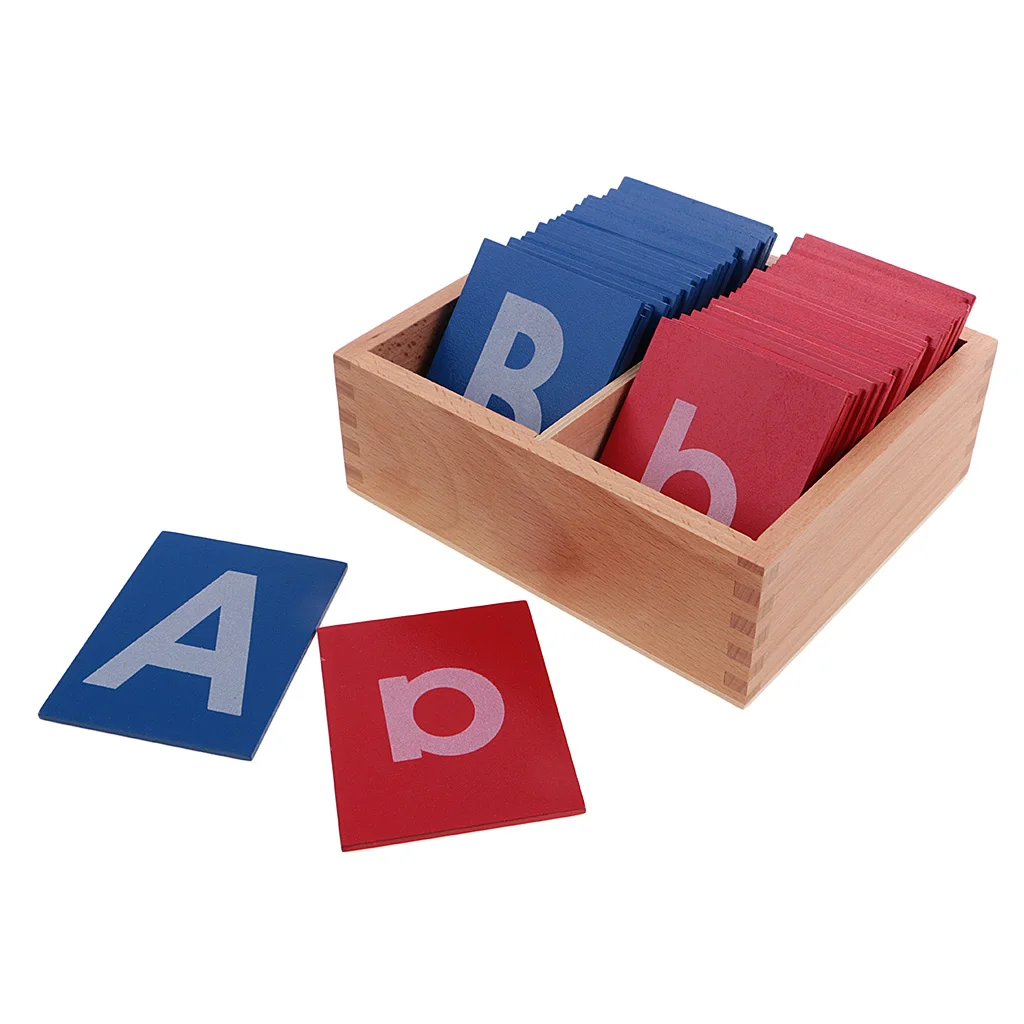 Wooden Montessori Sandpaper Alphabets Card Letter A-Z A-z Kids Education Toy