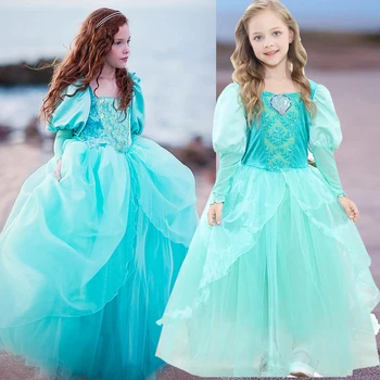 

Little Mermaid Ariel Girls Princess Dress Up Kids Fancy Frock Role Dresses Costume for girls Birthday Party Wedding Flower Girl
