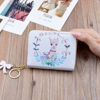 

New listing PU leather wallet ladies short card bag zipper coin purse cute fashion print Korean mini wallet