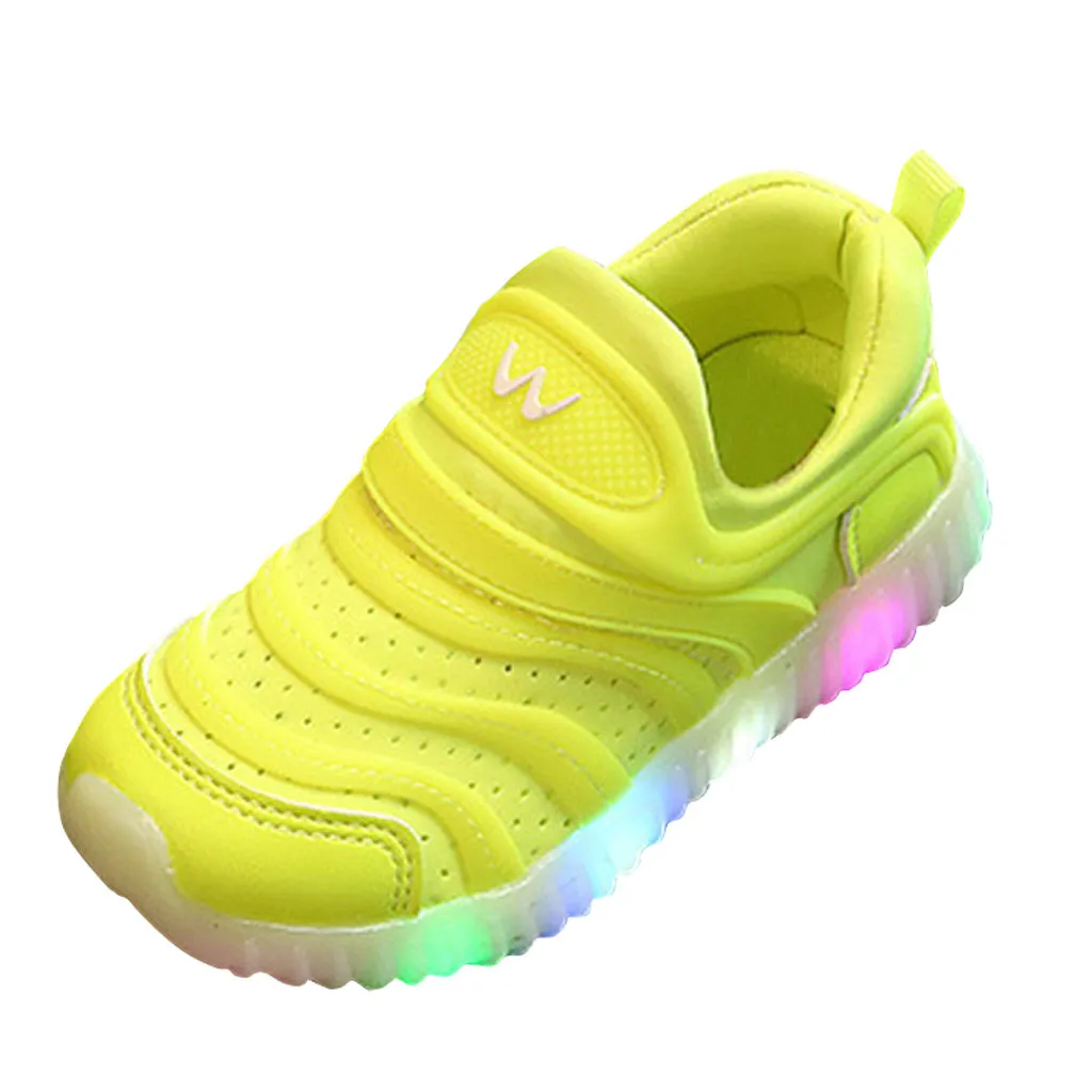 Дышащий светодиодный Люминесцентная спортивная обувь для маленьких девочек и мальчиков, кроссовки с мягкой подошвой для малышей, Детские кроссовки# BC - Цвет: Pink