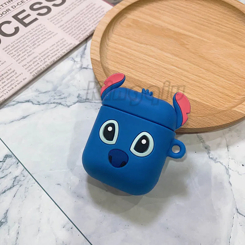 Забавный мультяшный чехол для Apple Airpods 3D защитный чехол милый Bluetooth чехол для наушников Модный мягкий силиконовый чехол s Чехол для гарнитуры - Цвет: Stitch