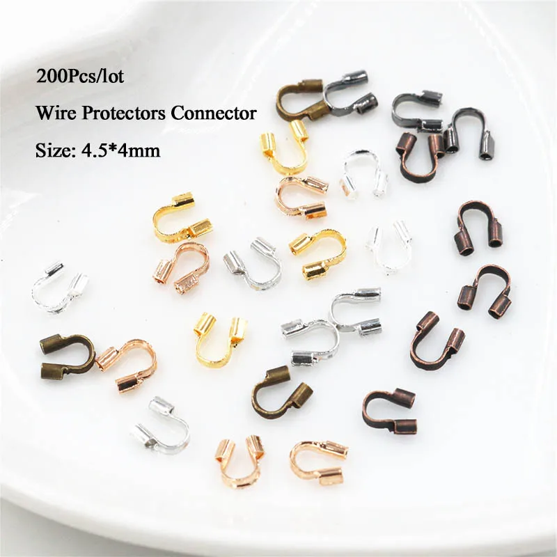 200pcs/lot 4.5x4mm Wire Protectors Guard Guardian loops U Shape Accessories Clasps Connector For Jewelry Making | Украшения и