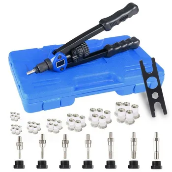 

110pcs Heavy Duty Nutsert Manual Riveter Gun M3-12 Rivets Nuts Setting Hand Rivet Tools Kit Mandrels With Box