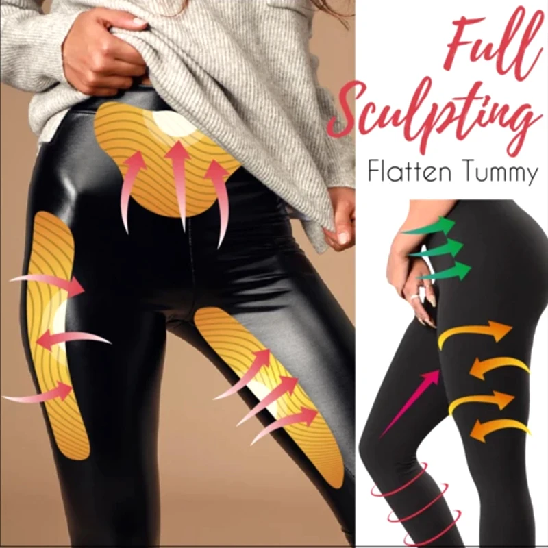 Стрейч Fit PU кожаный корсет высокая талия леггинсы брюки для женщин осень зима VN 68