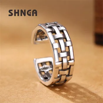 

New Handmade 100% Real 925 Sterling Silver Hollow Geometric Interweaving Net Open Rings For Women Bague BC056