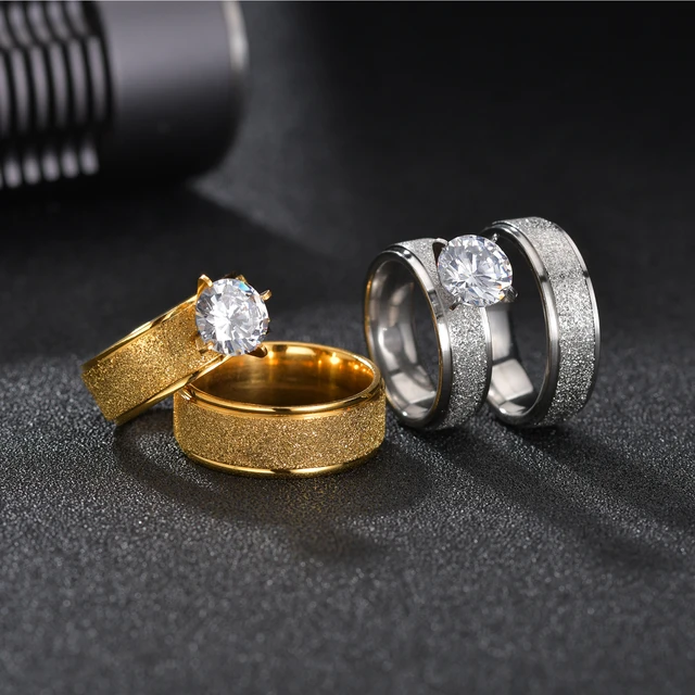 Stainless Steel Rings for Men Wedding Ring Cool Simple Band 8mm Width 3Pcs  A Set