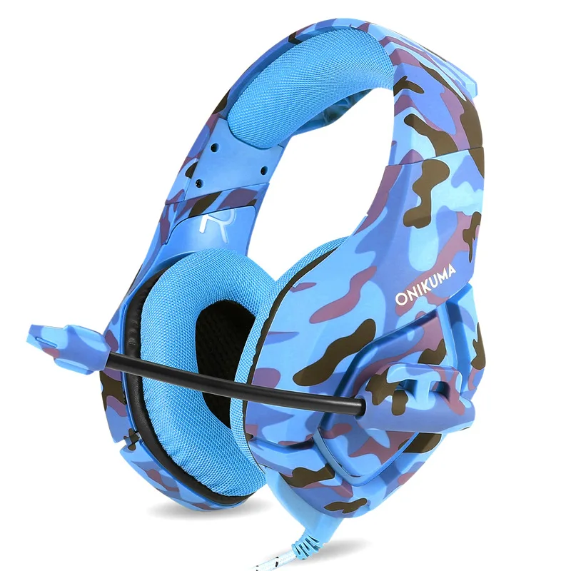 Наушники для PS4 Xbox One Switch PC 3,5 мм Проводные Игровые наушники с накладными ушами игровая гарнитура r25 для компьютерных игр - Цвет: Camouflage Blue