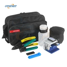 

8pcs FTTH tool bag FC-6S fiber cleaver CFS-2 2port Stripper Leather fiber fixed fixture fiber cleave bag