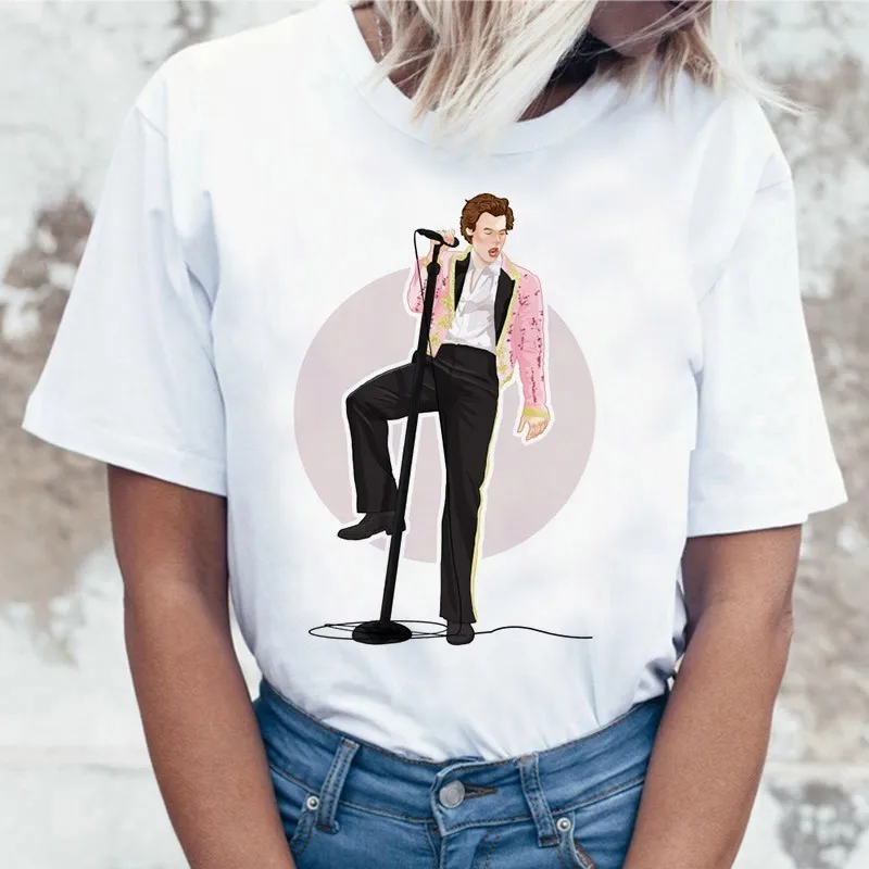 

LUSLOS fashion women t shirt Harry Edward Styles star printed summer short sleeve tshirt graphic tees women streetwear clothes
