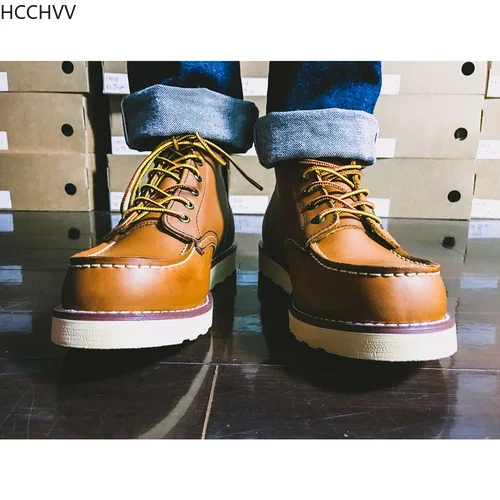 Ботильоны мужские из натуральной кожи уличные мотоциклетные ботинки с крыльями