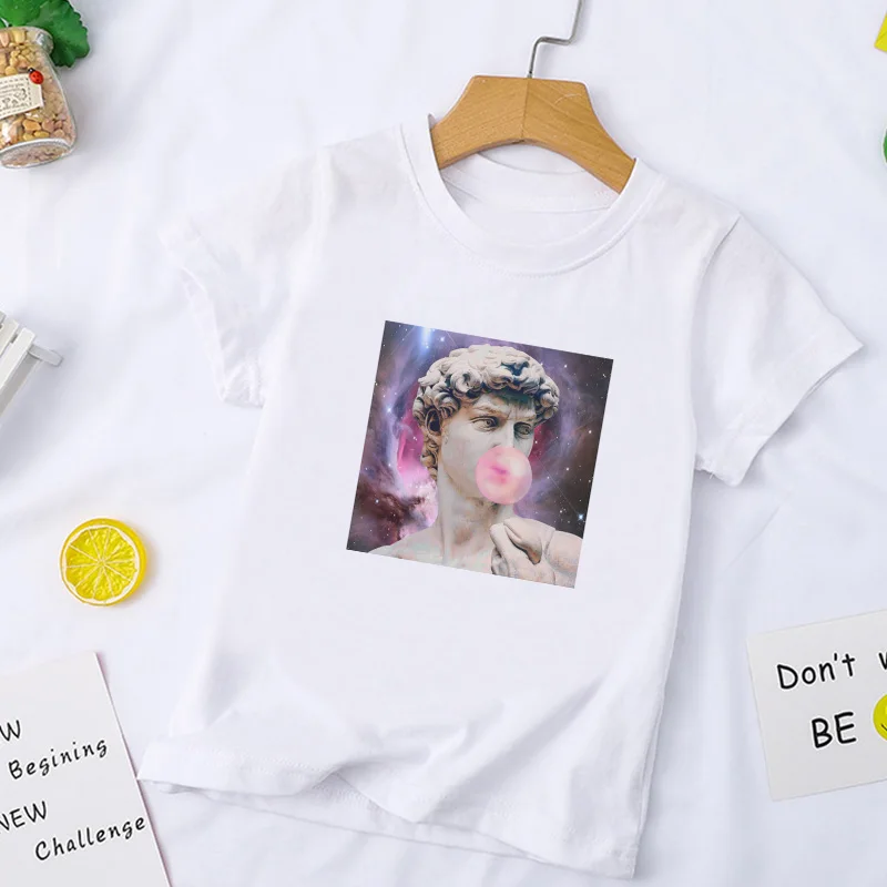 1311 New Clothing Girls T Shirt Fashion Kids Top Casual Childrens Boys T Shirts Van Gogh Oil Painting Funny Blowing Bubbles Kawaii - Цвет: 1311