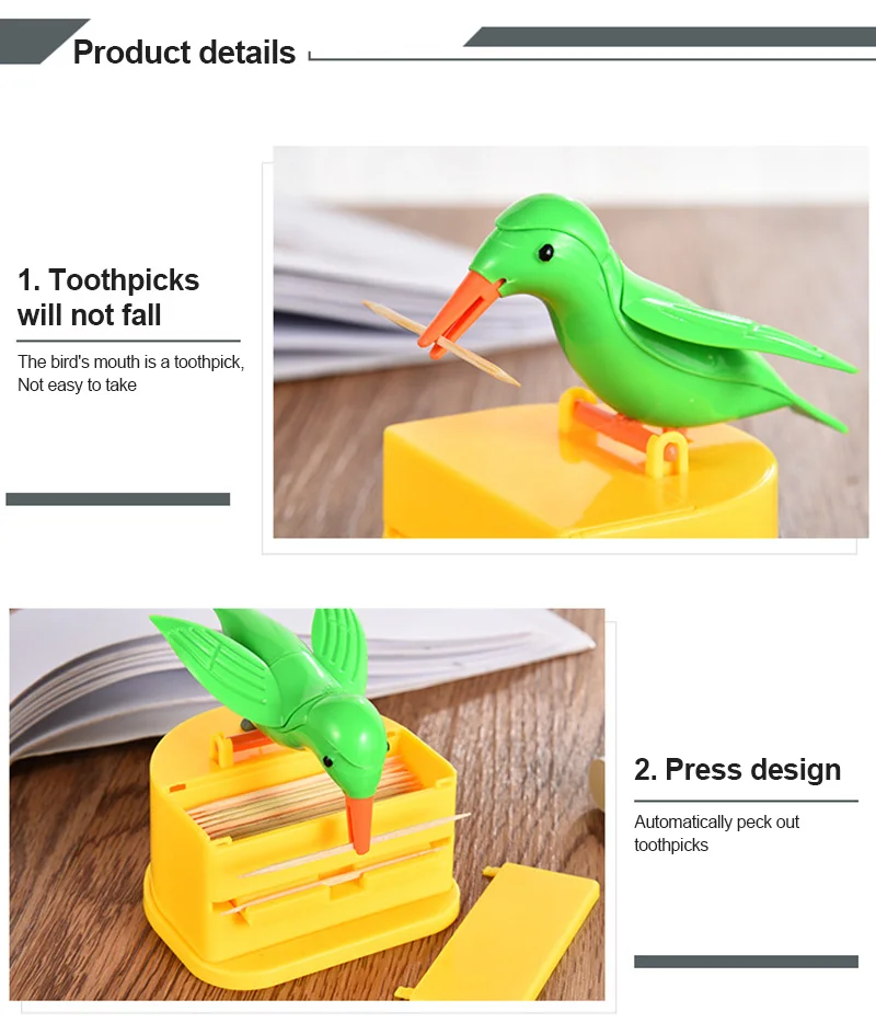 Verde Sharplace Porta stuzzicadenti Automatico Portatile Contenitore per stuzzicadenti Press Scatola per stuzzicadenti per Uccelli per l'arredamento della Cucina di 