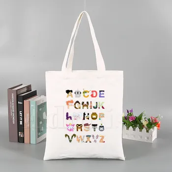 

The Mario/Pokemon/Star Wars/Alphabet Cartoon Tote Bag Unisex Canvas Bags Shopping Bags Printed Casual Shoulder Bag Foldable