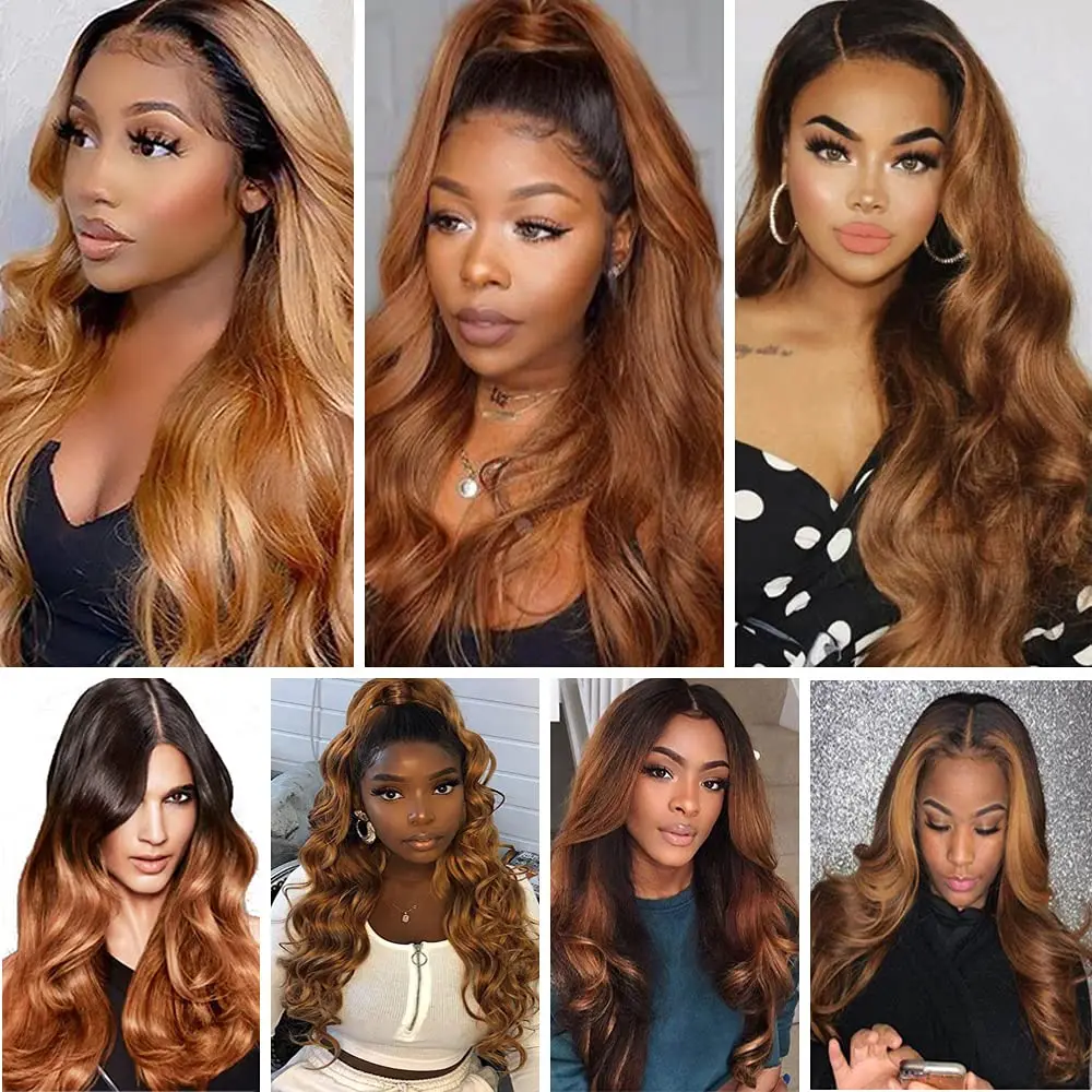 Super Idol Brazilian Body Wave Hair 100% Remy Human Hair 4X4X1 Tpart Lace frontal closure 1B/4/30 8-20inch Extensions