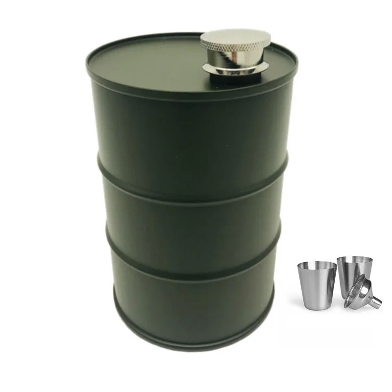 25oz green set LPPUNK, новинка, 25 унций, бутылка для воды, водки, чашки для масла, бочки для виски, воронка, металлическая бутыль нержавеющая сталь, 304, спирт, ликер, фляга, набор - Цвет: 25oz green set