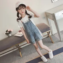 Maggie's Walker/Детская летняя одежда; Одежда для девочек; комбинезоны; штаны; повседневные красивые джинсы; Джинсовая однотонная свободная детская одежда