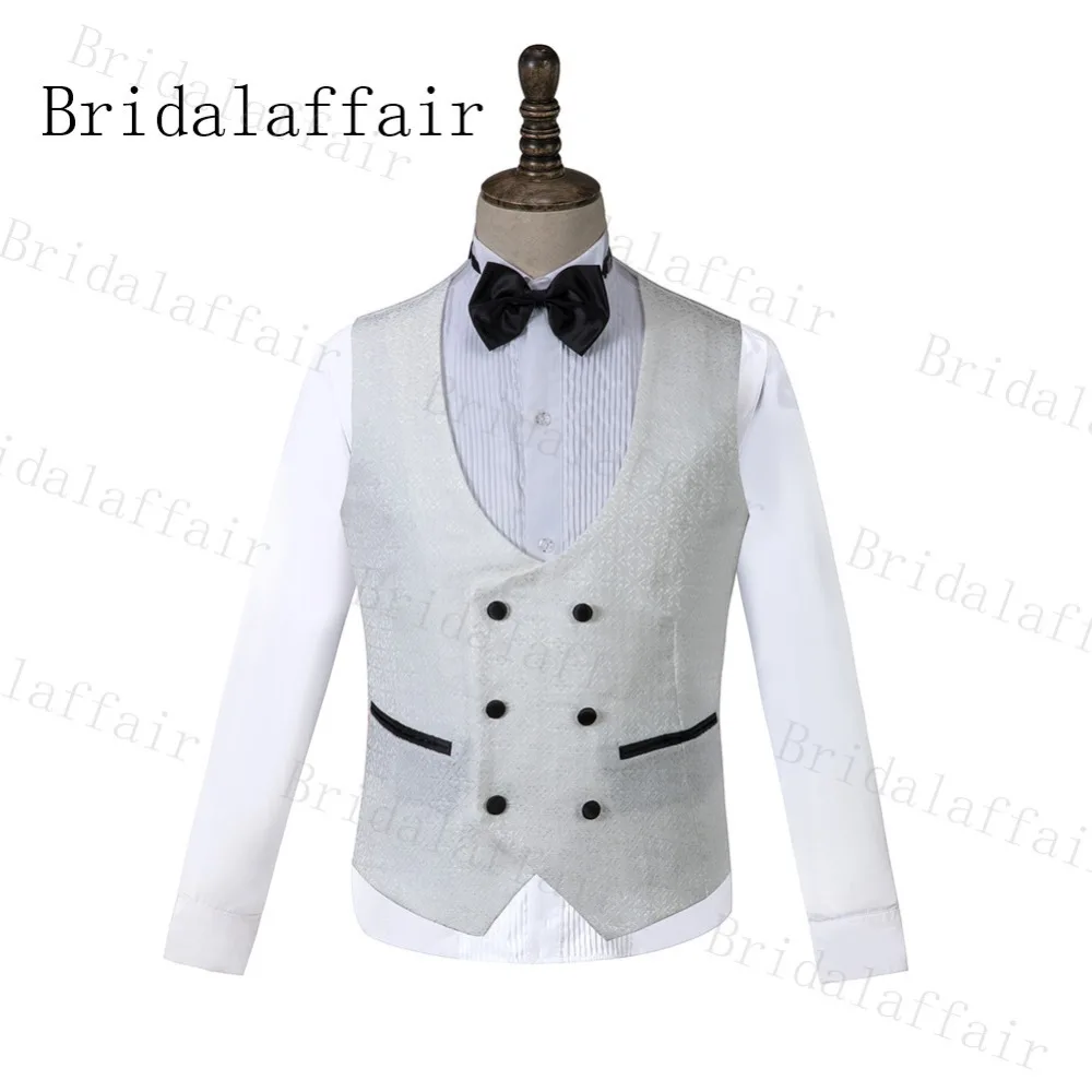Bridalaffair белый костюм из 3 предметов, фирменный дизайн, Черные смокинги друзей жениха с отворотом для свадебной вечеринки, 3 предмета