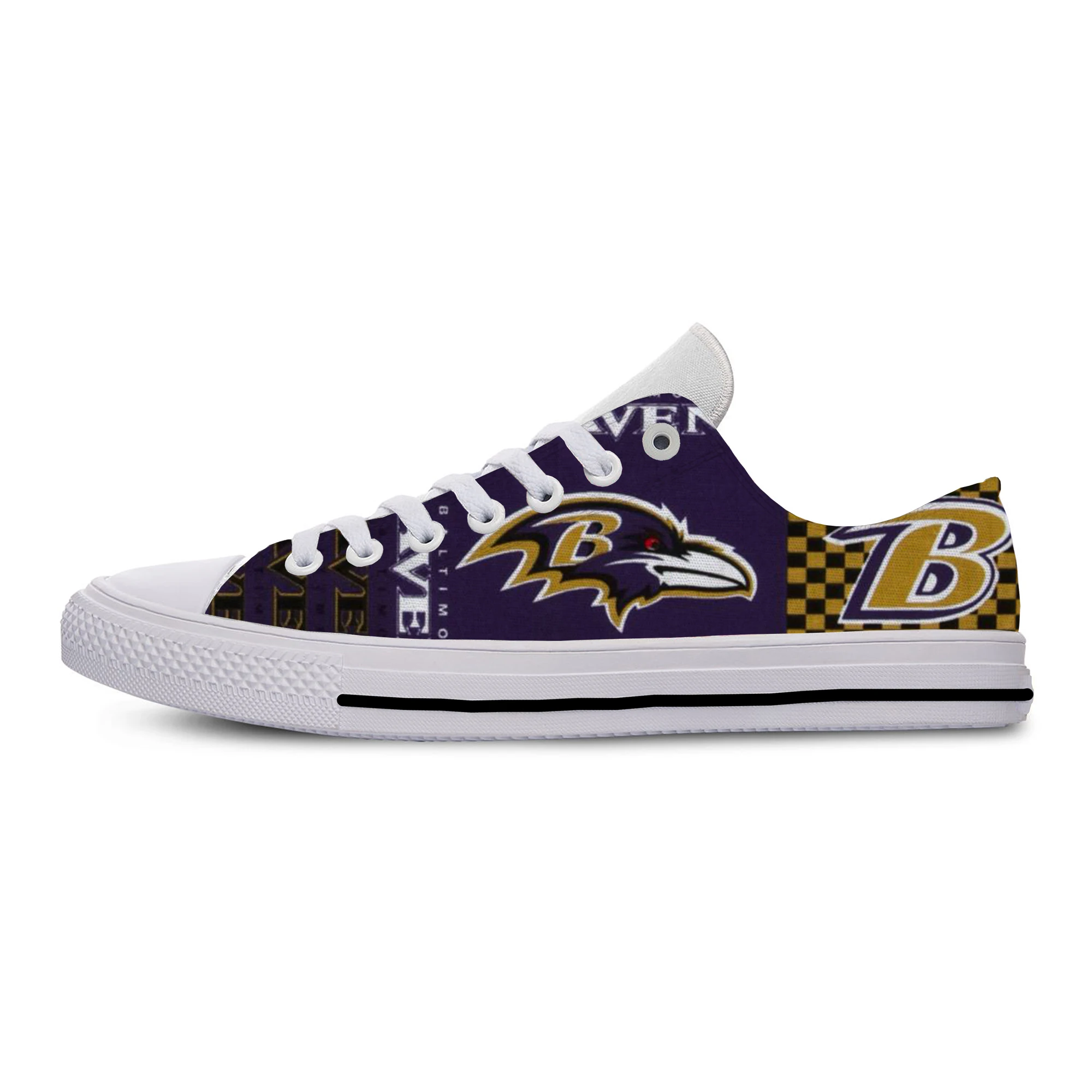 A Ravens/Классическая парусиновая легкая модная повседневная обувь для мужчин и женщин; дышащие кроссовки для отдыха на плоской подошве для болельщиков футбола - Цвет: A