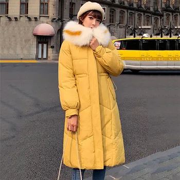 

Winter Women Large size Parkas Medium Long Thick Warm Cotton Jackets 2019 Fashion New Fur Collar Hooded Cotton Overcoat TTT204