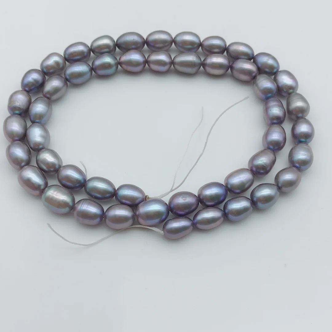 Diy серый рис настоящий пресноводный AA+ жемчужная форма 6-8 мм/7-9 мм свободные бусины 2 нити 15"