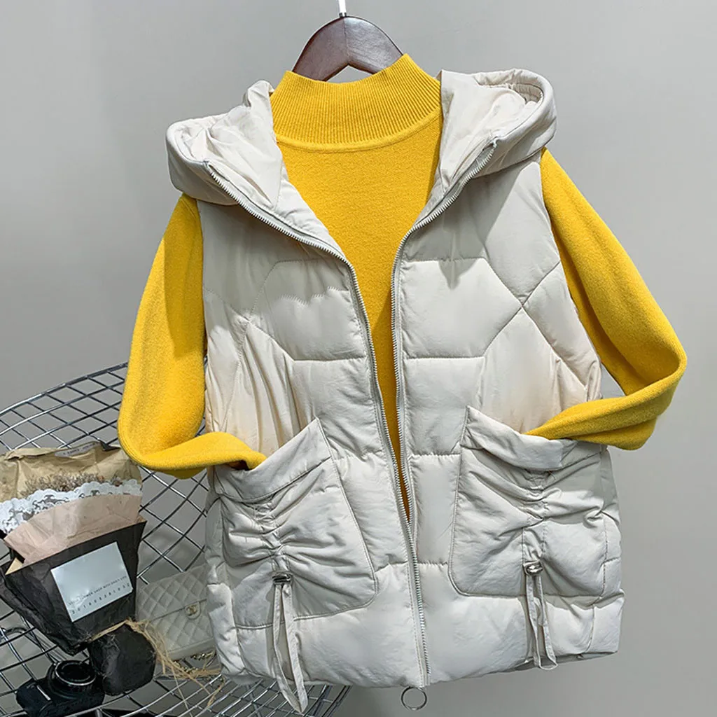 Осенне-зимний женский хлопковый жилет белый утиный пух мягкий теплый жилет из искусственного меха S-2xl женская верхняя одежда брендовый жилет пальто# J30