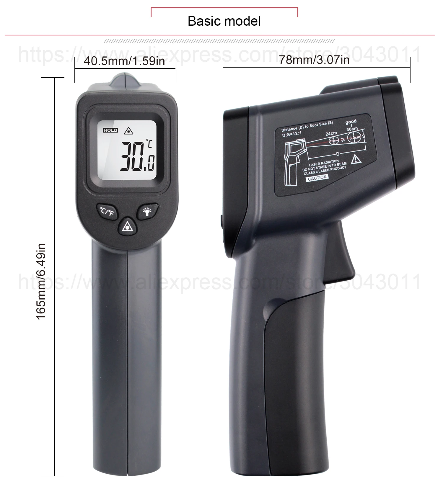 Digital Infrared Thermometer -50~380/550/750/1100/1300/1600 degree Single/Double laser Non-Contact Thermometer Gun thermometer flexible tape measure