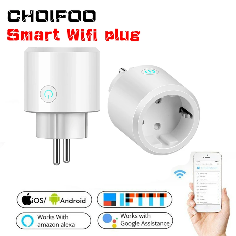 Умная Wifi розетка 10A умная домашняя 100 240 В дистанционное управление EU/US/UK с Alexa и Google