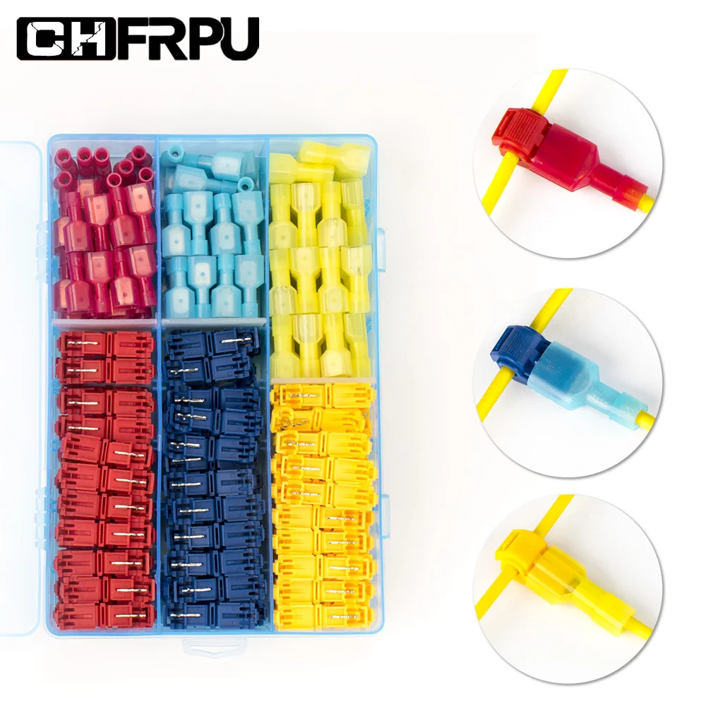 

50Pcsï¼ˆ25setï¼‰Quick Type T Electrical Cable Connectors Straight lock crimping wire connector Waterproof insulated wire terminal