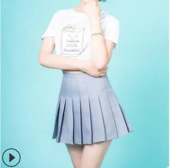 Серый Женские юбки Kawaii Ulzzang, летняя новая Студенческая плиссированная юбка в студенческом стиле, Женская Корейская одежда Harajuku для женщин - Цвет: Серый