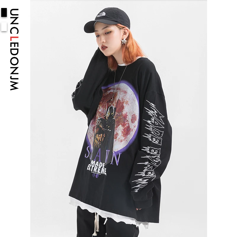 

UNCLEDONJM SPAWN Printed T-shirts Women 2019 Spring Long Sleeve Casual Tops Tees Streetwear Hip Hop Tshirt Plus Size 578W