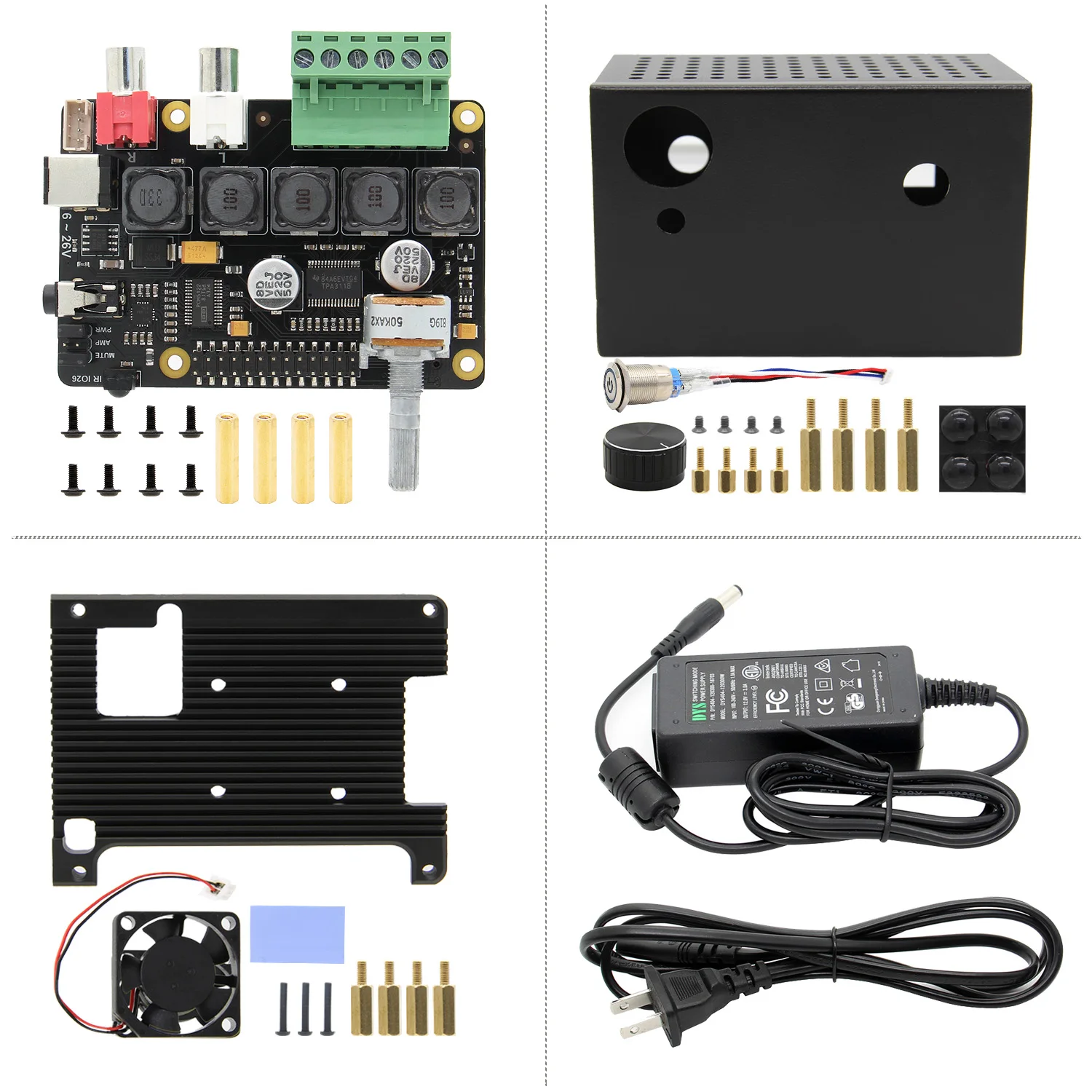 Raspberry Pi 4 Модель B X400 ies аудио Плата расширения и металлический чехол с радиатором комплект только для Raspberry Pi 4B - Цвет: Bundle 4