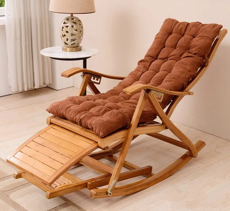 

Modern Rocking Chair Bamboo Furniture Outdoor/Indoor Rocker Reclining Back Recliner Mechanical Bamboo Rocking Chairs Cushions