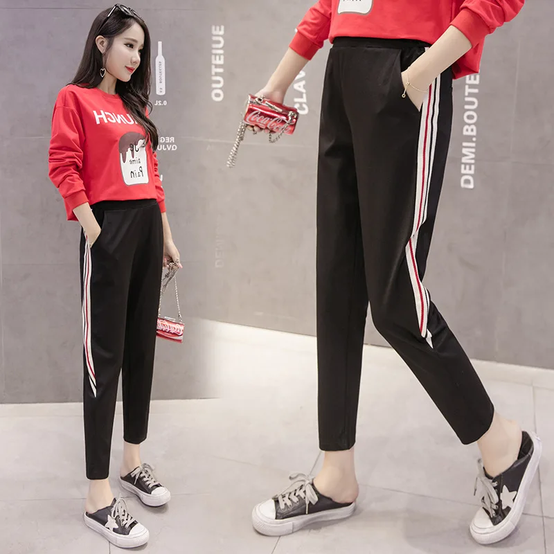 

2019 Maternity Pants Autumn Clothing Harem Pants Capri Pants Stripes Loose And Plus-sized Casual Athletic Pants Skinny Pants