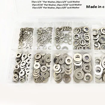 

Stainless Steel Lock Flat Washer Nut Bolt Anti-corrosion Assortment Part Set Kit