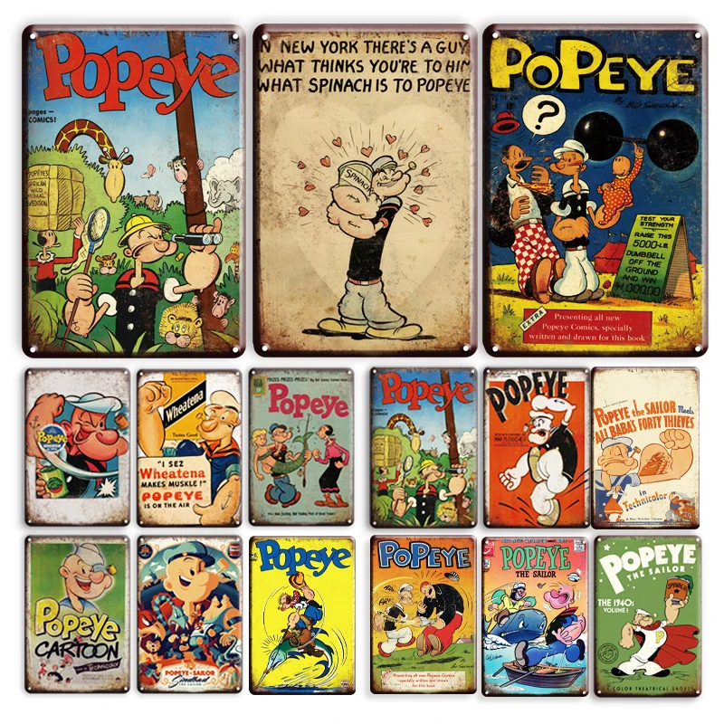 Popeye Dell Comics Cartoon Vintage Art Metal Tin Sign Poster Popeye Dell Comics Cartoon Vintage Art Metal Tin Sign Poster