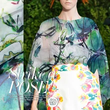 Принт шелковая органза атласная ткань 135 см ширина 14momme