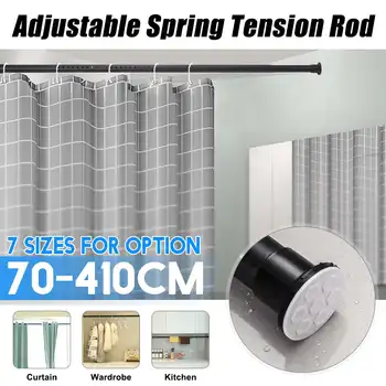 

7 sizes 70CM to 410CM Shower Curtain Rod Adjustable Stainless Steel Spring Tension Rod Rail for Clothes / Towels / Curtains