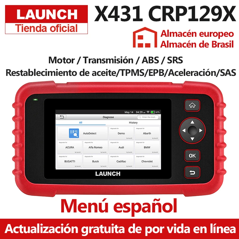 LAUNCH X431 CRP129X OBD2 автомобильный сканер, автомобильный диагностический инструмент, автоматическое сканирование, диагностика, 4 Системы TPMS, PK Creader, III CRP129