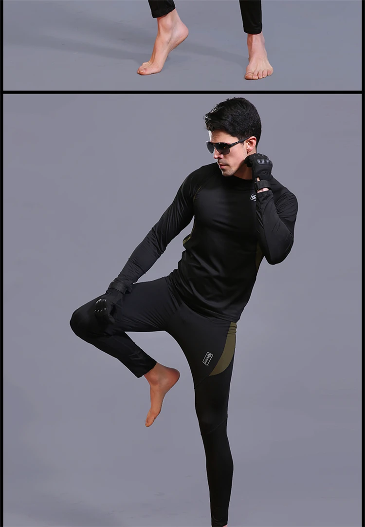 1 2017 New Winter Fleece Cycling Base Layer Set Men Sports Compression Thermal Underwear Ropa Ciclismo Bicycle Clothes Long Johns (10)