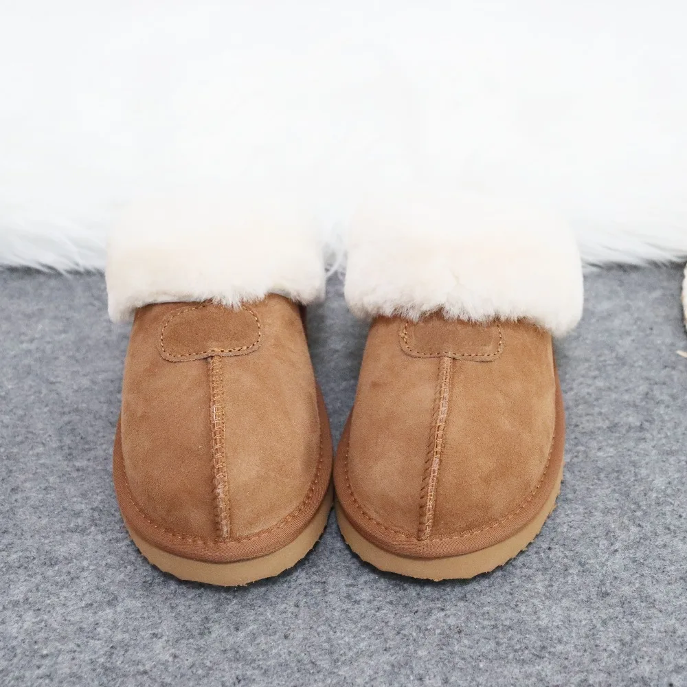 2023 New Natural Sheepskin Fur Slippers Female Winter Slippers Women Warm Indoor Slippers Soft Wool Lady Home Slippers