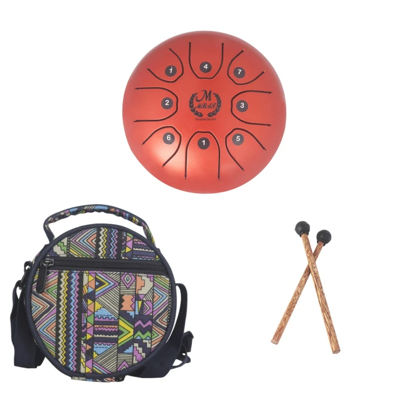  Mini 8-Tone Steel Tongue Drum Portable Drum C Key Hand Pan 5.5 Inch Tongue Drum With Mallets Carry 