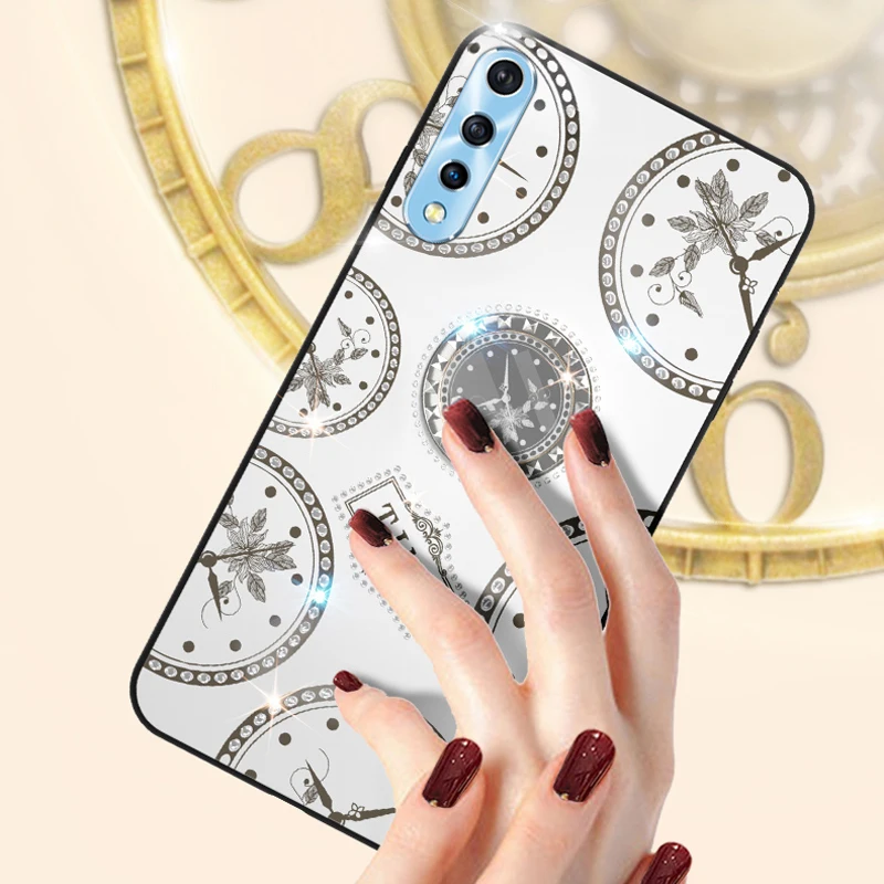 Модный чехол для телефона VIVO V17 Neo Z5 Z1X Y7S iQOO блестящий ювелирный корпус с часами
