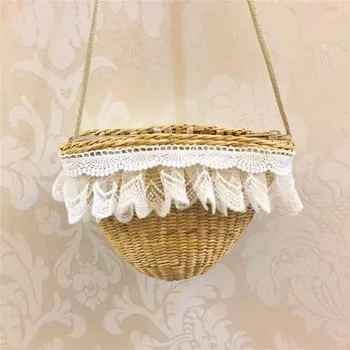 

Baby Mini Coin Purse 2020 Spring Summer Straw Bag for Kid Girls Lace Rattan Money Change Purses Toddler Small Coin Wallet Bag