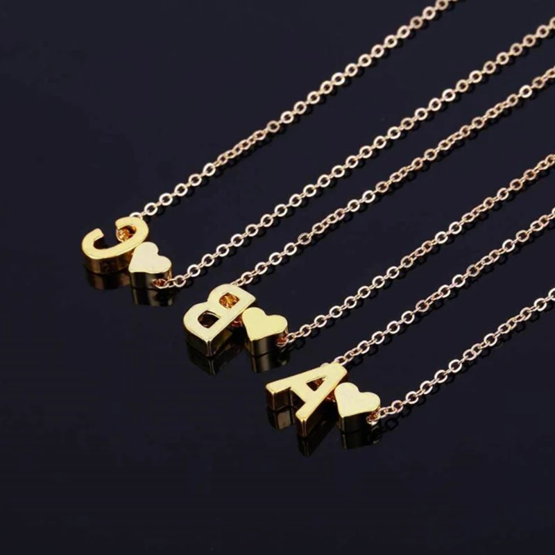 Fashion Tiny Heart Initial Necklace Women Personalize Letter Name Choker Necklace Collier Femme Jewelry Gift Accessory Fashion Tiny Heart Initial Necklace Women Personalize Letter Name Choker Necklace Collier Femme Jewelry Gift Accessory