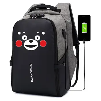 

Cute Cartoon Kumamon backpack Men Women Travel Laptop bag teenagers Shoulder Bag student School bookbag Anti-theft USB Charging